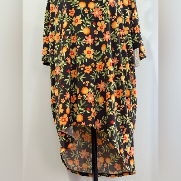 New LuLaRoe XL “Irma” Black Tunic with Orange and Yellow Floral Pattern 225 - Picture 3 of 11